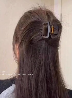 鸡毛半扎发抓夹女后脑勺发量少