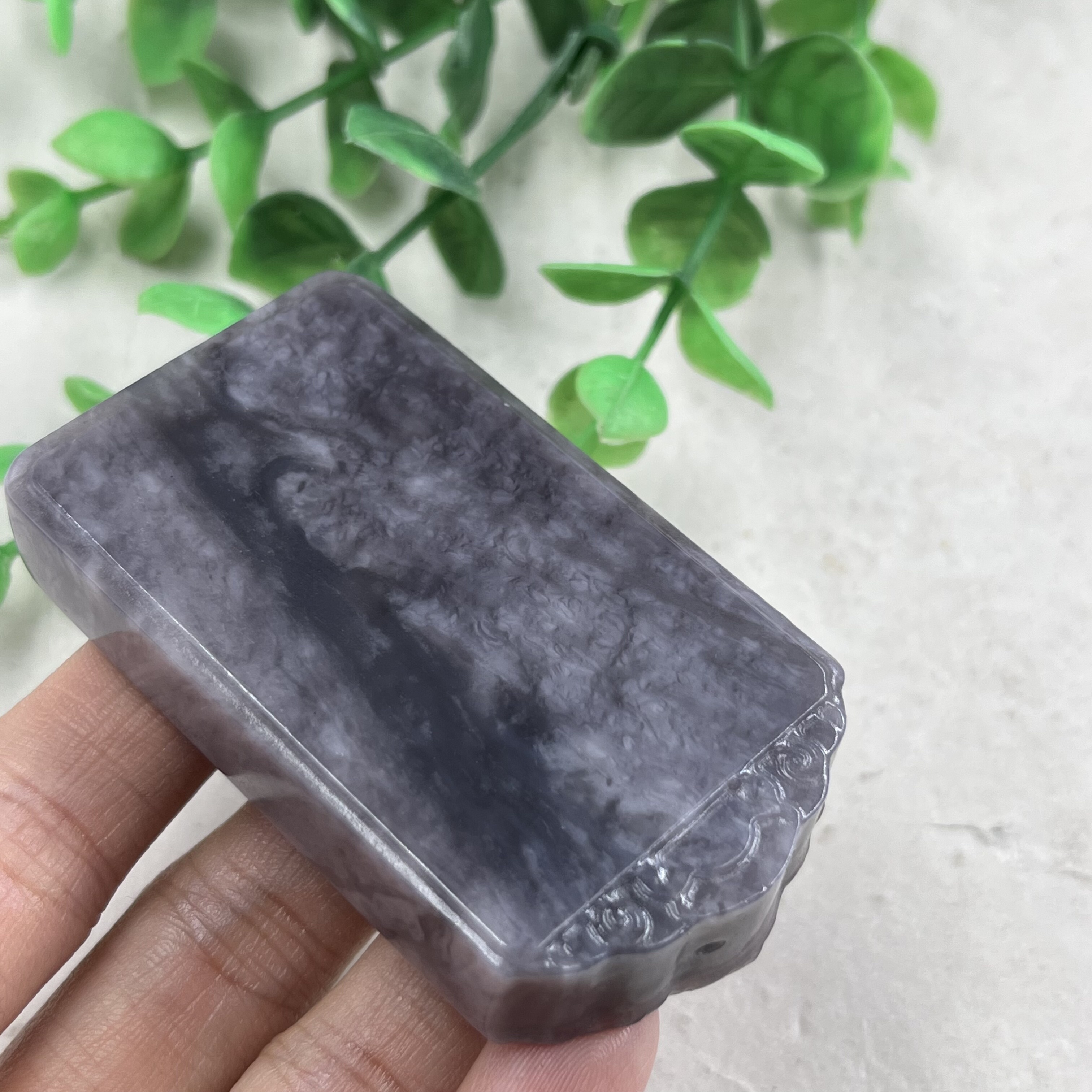 新疆和田玉特色紫罗兰意境牌子平安无事玉牌挂件玉坠项坠包邮69克 - 图2