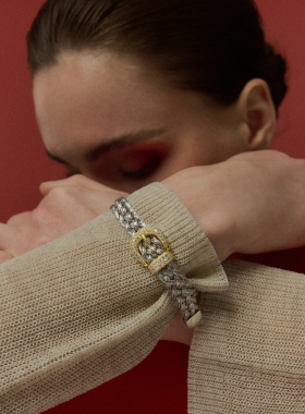 意大利织银手镯女银线编织表带