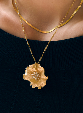 joystone虞美人花朵项链18k镀金