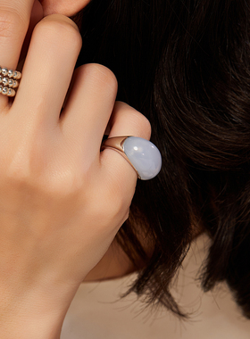 拱桥月色系列蓝玉髓戒指原创设计