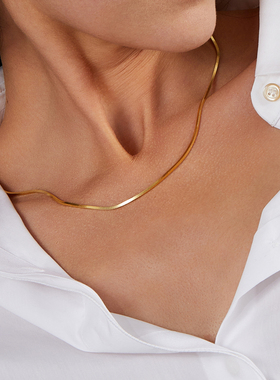 意大利方形蛇骨链高级时尚情侣