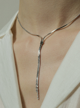 意大利进口方形流苏蛇骨链项链女