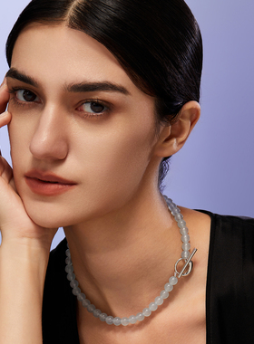 新中式圆珠蓝玉髓项链