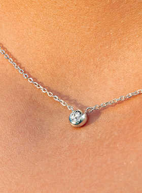 JOYSTONE 暮光永恒培育钻项链D-E级10分 简约精致925银锁骨链女