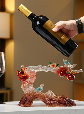 红酒架摆件柿柿如意客厅餐桌酒托高级感轻奢高档餐边柜酒柜装饰品