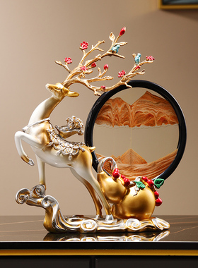 新中式五福临门流沙画摆件