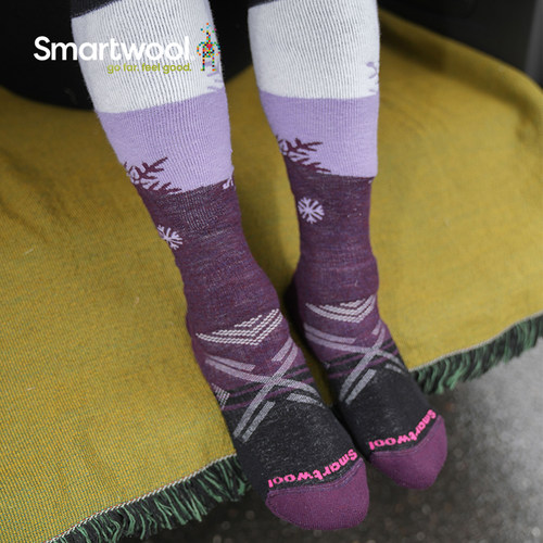 Smartwool女士滑雪全减震高筒袜图案滑雪袜保暖美利奴羊毛袜2170 - 图3