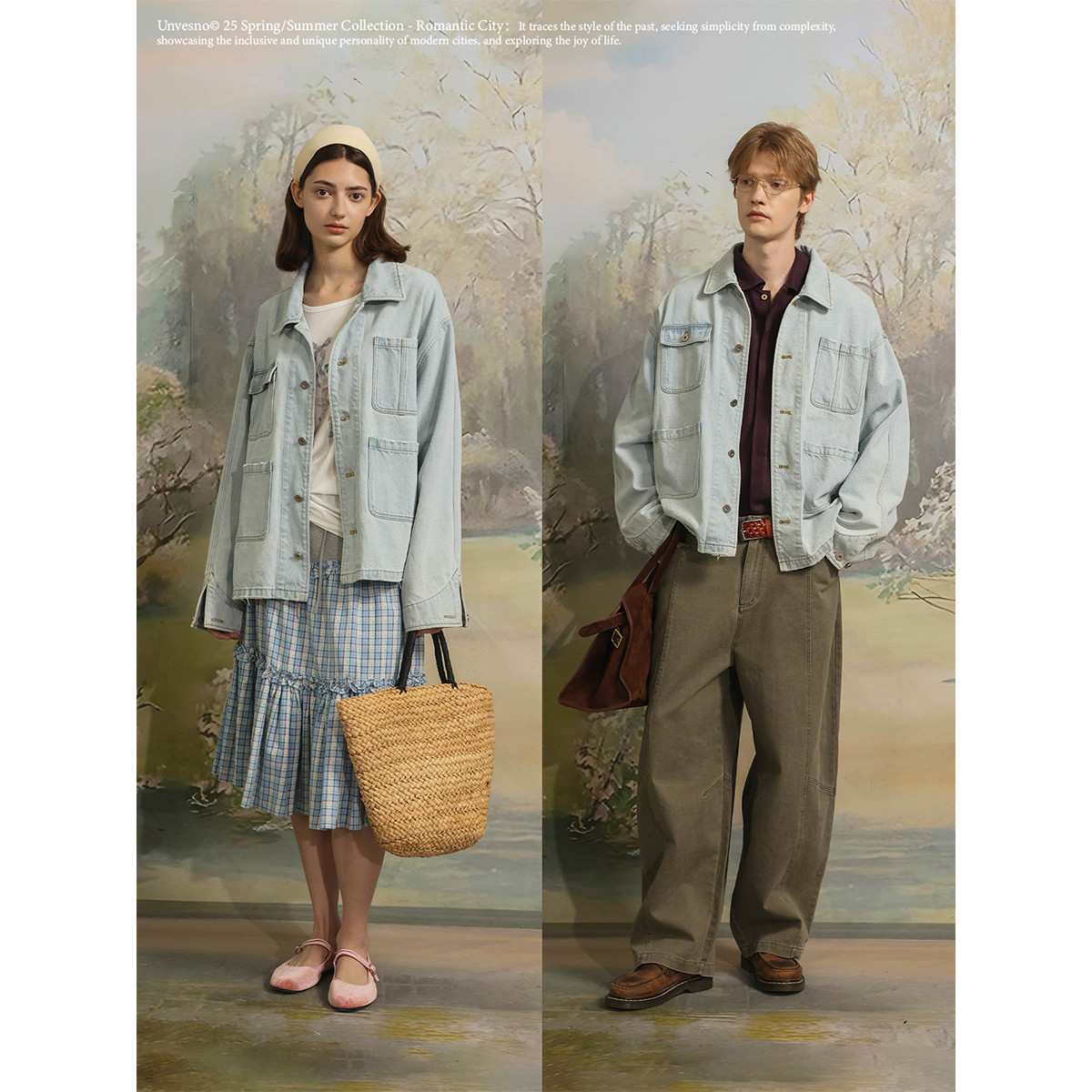 Unvesno(UN)老钱风水洗多口袋工装宽松翻领牛仔外套,淘宝优惠券,粉丝福利购,淘宝优惠卷