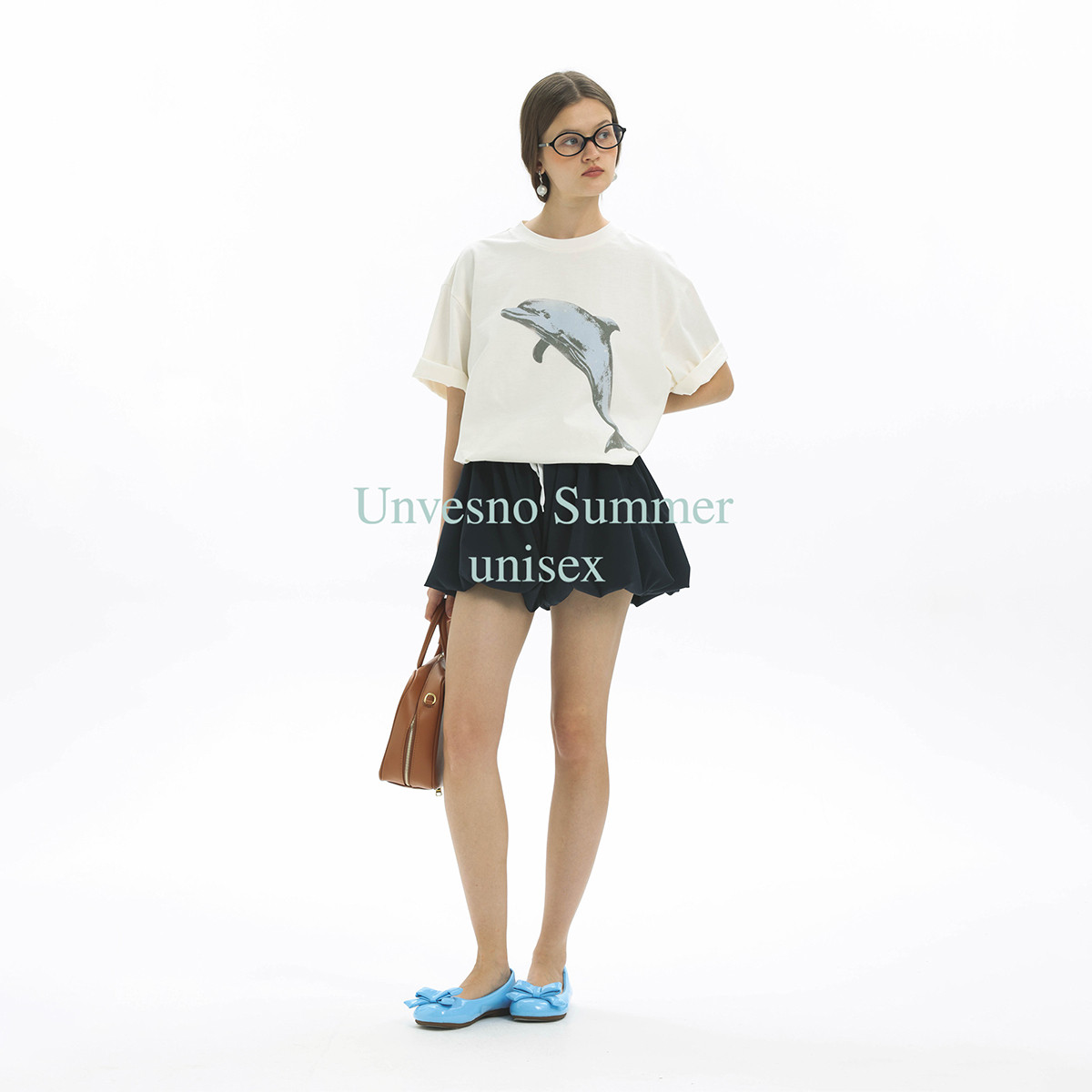 Unvesno(UN) 复古慵懒海豚夏日感竹节棉宽松男女短袖T恤,淘宝优惠券,粉丝福利购,淘宝优惠卷