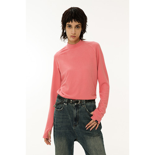 【双面绒毛】Unvesno (UN)美拉德风300G紧身半高领长袖穿指打底衫 - 图2