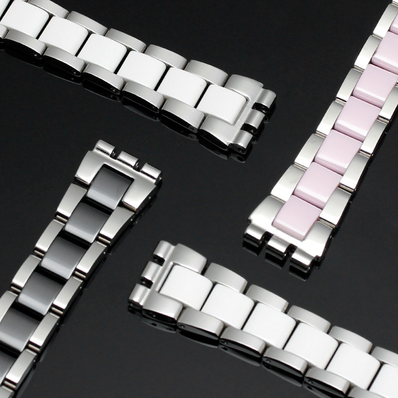 适配斯沃琪表带带陶瓷精钢链女表 每刻佳手表配件