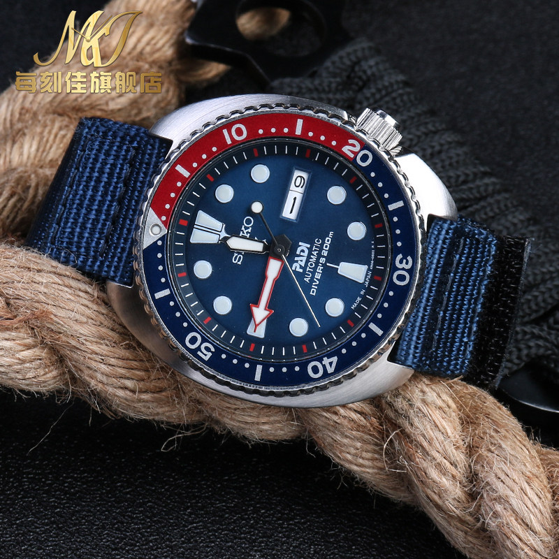 适配精工5号绿水鬼尼龙20帆布表带 每刻佳手表配件