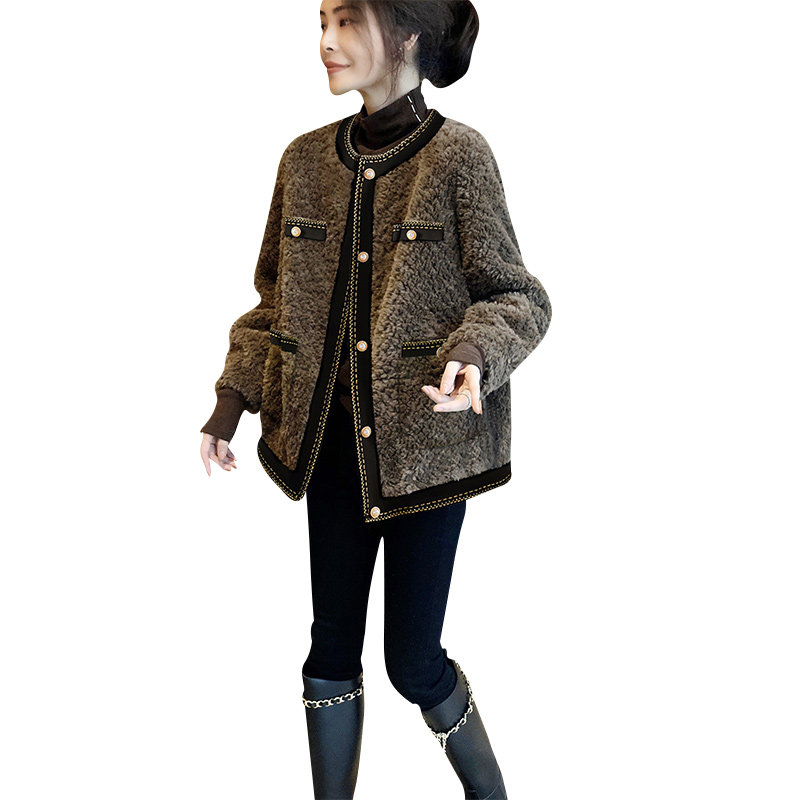 棕色2021新款欧洲站 崇妍短外套