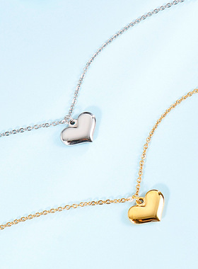 韩版十字链爱心项链心形项坠 韩国风小众ins简约爱心冷淡风锁骨链