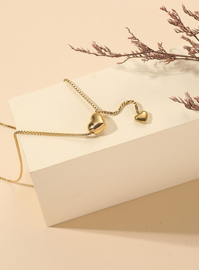 欧美时尚简约轻奢风高级感气质爱心项链女钛钢百搭不掉色项饰批发