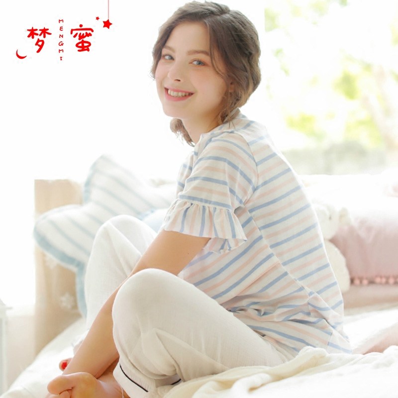 哺乳衣外出辣潮妈夏季纯棉期t恤 梦蜜outlets店家居服上装