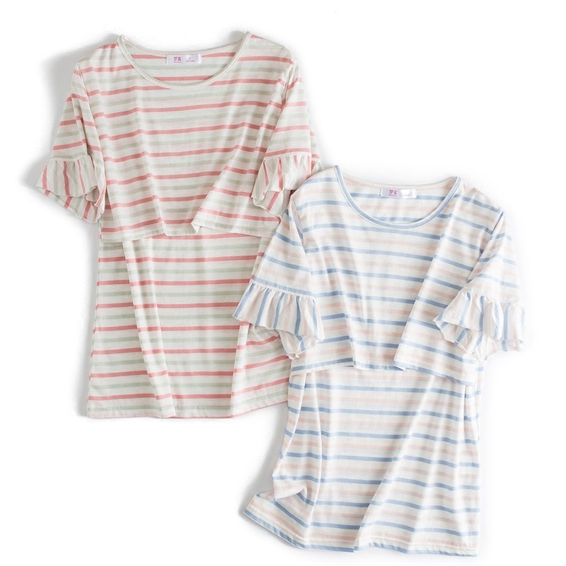 哺乳衣外出辣潮妈夏季纯棉期t恤 梦蜜outlets店家居服上装