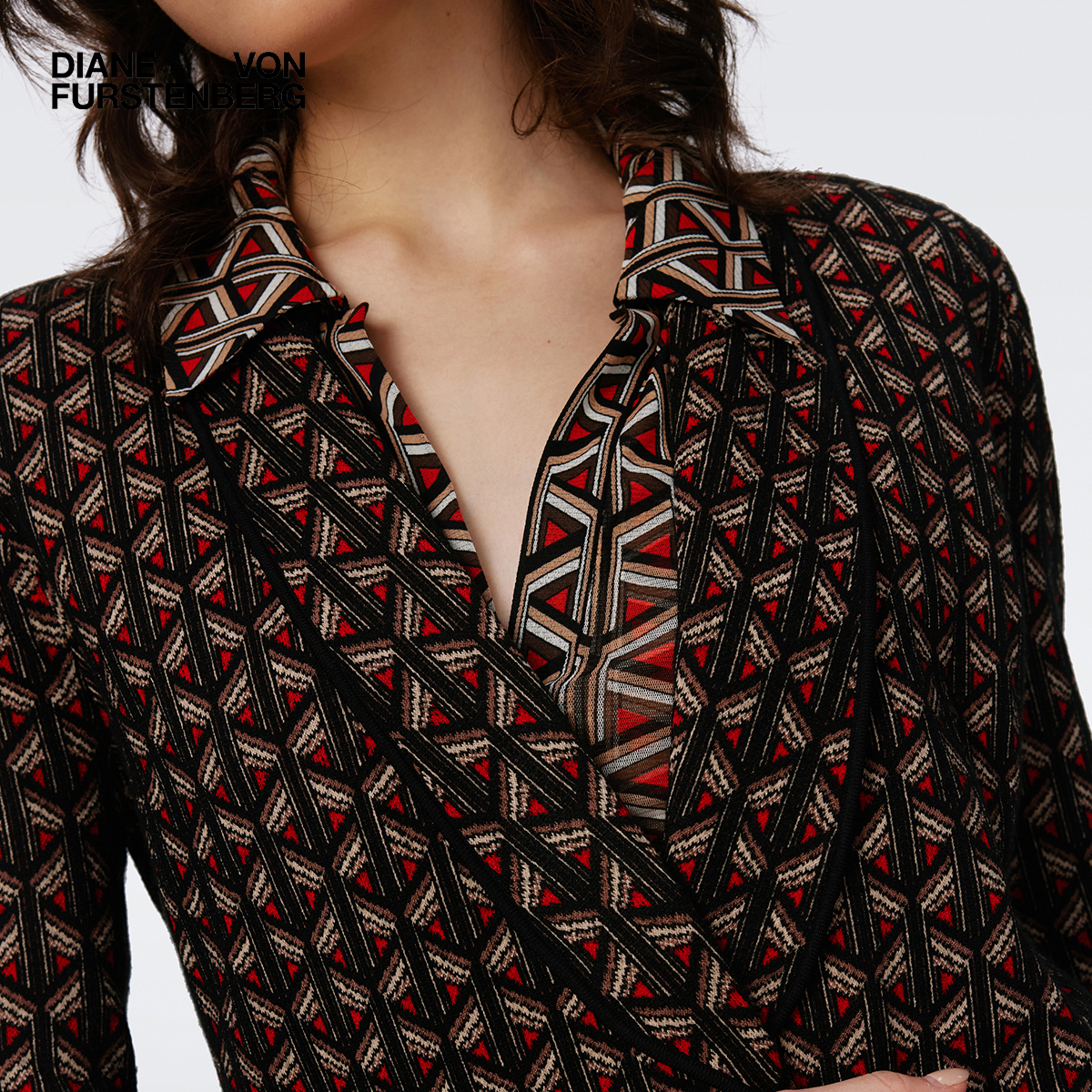 DVF 几何条纹提花针织西服外套JN3S005 - 图0