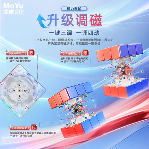魔域文化超级傲龙3三阶磁力魔方磁浮球轴UV竞速AI比赛益智玩具 - 图1
