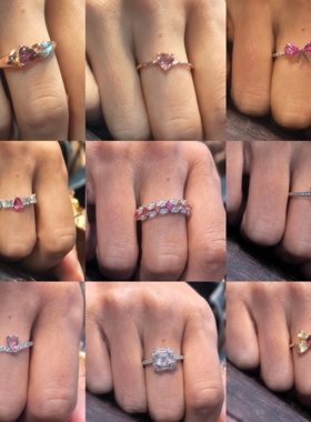 特价清仓天然粉绿黄紫碧玺彩色碧玺戒指活动圈口可调不退换