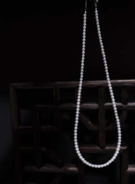天然淡水珍珠3.5-4mm正圆基本无暇s925银项链