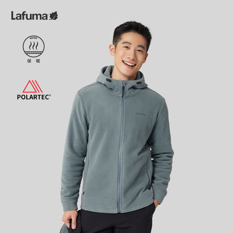 LAFUMA乐飞叶户外通勤Polartec保暖抓绒衣男摇粒绒休闲连帽外套 - 图0