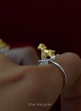 摇摇木马可晃动纯银戒指生日礼物