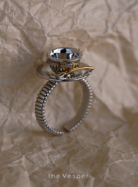 迷你咖啡杯碟可调节戒指生日礼物