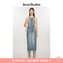 (new product) Ms. Acne Studios to make the old Broken Hole Splicing car line with long half body dress denim dress