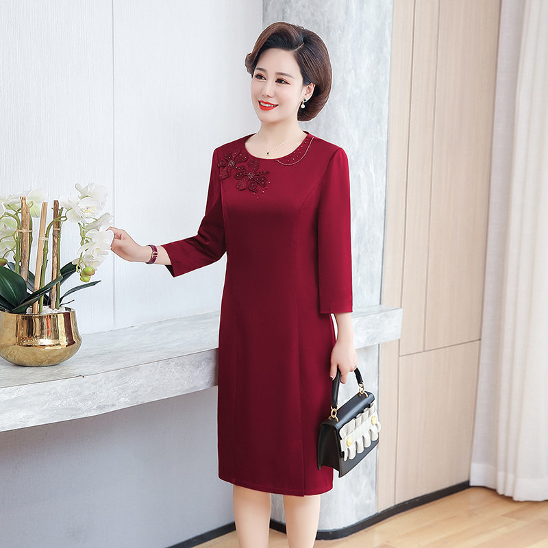 春秋中年妈妈装高端婚礼喜庆旗袍 音妮卡中老年女装