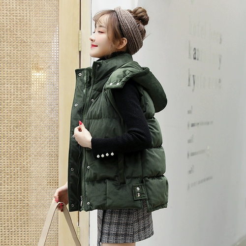 Бархатный короткий демисезонный жилет с капюшоном, пуховик с пухом без рукавов, куртка