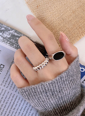 花迹开口可调节戒指女小众设计感