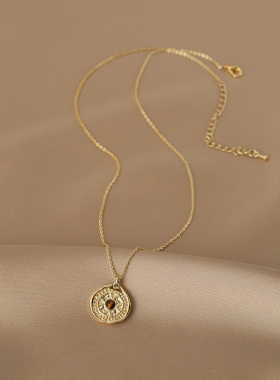 花迹复古串珠虎眼石项链