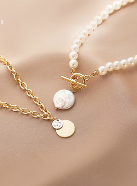 巴洛克珍珠项链花迹双层叠戴