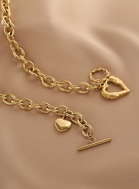 花迹爱心项链2026新款爆款复古冷淡风锁骨链女高级感粗链条颈链潮