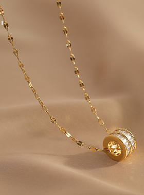 花迹小蛮腰项链轻奢小众设计镶钻高端锁骨链女2026年新款气质颈链