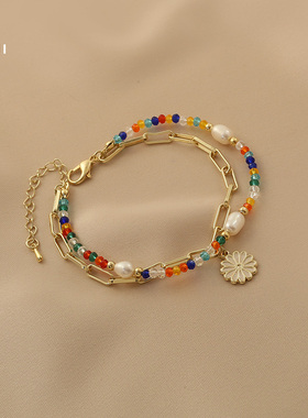 小众花迹夏日雏菊花朵新款手链
