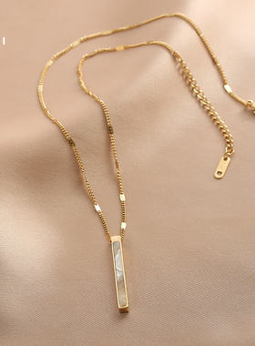 花迹白贝母项链2026新款爆款钛钢不掉色锁骨链女高级感小众饰品潮