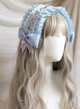 原创甜美风白雪姬蕾丝天使柄发带