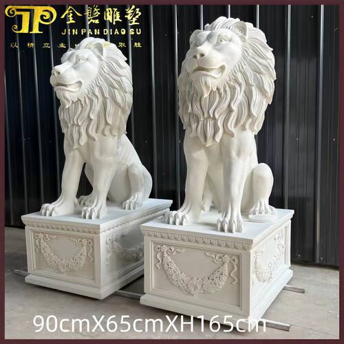 人造砂岩浮雕玻璃钢仿铜狮子看门镇宅门家用庭院石雕狮子摆件定制 - 图3