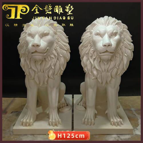 人造砂岩浮雕玻璃钢仿铜狮子看门镇宅门家用庭院石雕狮子摆件定制 - 图2