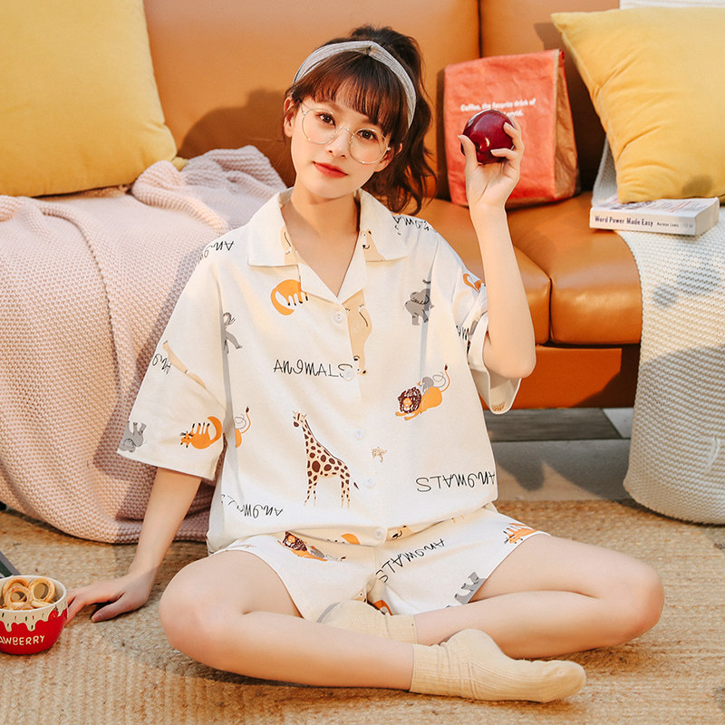 夏短袖2022年新款ins风纯棉睡衣 可爱伴睡衣/家居服套装