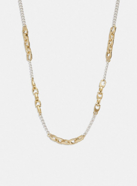 蔻驰经典标志复杂链带项链