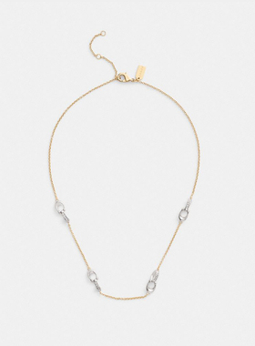 【新品】COACH/蔻驰女士密镶经典标志链条项链气质设计感