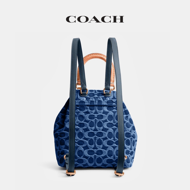 COACH/蔻驰女士经典标志丹宁牛仔RIYA 21号双肩包 - 图0