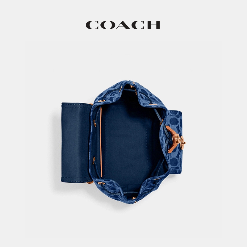 COACH/蔻驰女士经典标志丹宁牛仔RIYA 21号双肩包 - 图3