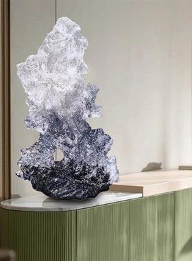 新中式透明树脂雕塑太湖石别墅客厅玄关抽象高档软装工艺饰品摆件