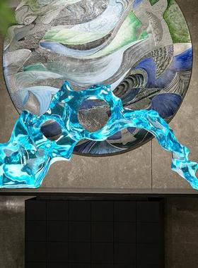 新中式太湖石透明树脂工艺品摆件轻奢样板房售楼处玄关雕塑装饰品