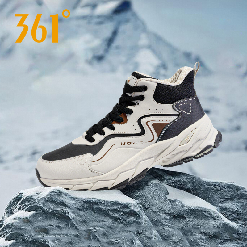 361男鞋冬季加绒棉鞋厚底保暖高帮鞋361度新款休闲鞋官方正品通勤 - 图0